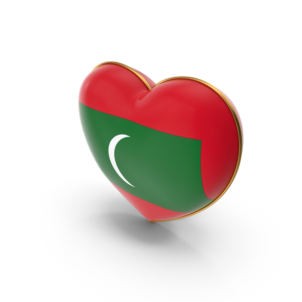 Maldives Country Flag In Heart Golden Frame PNG & PSD Images