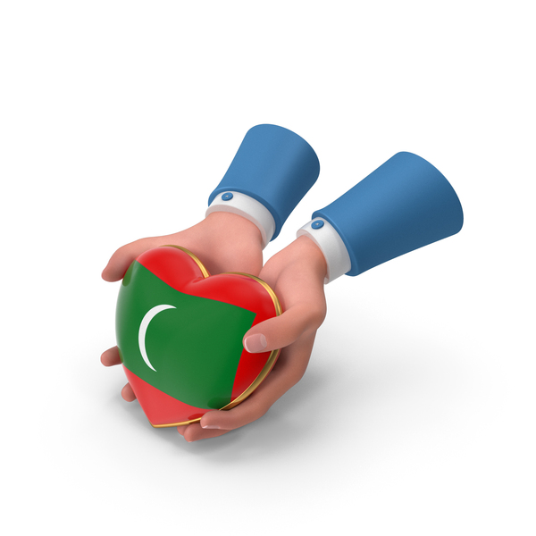 Maldives Country Heart Flag Hold in Hands PNG & PSD Images
