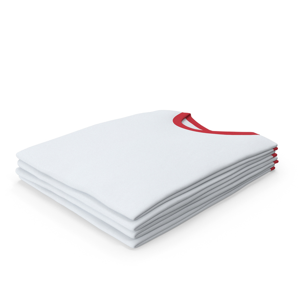 T Shirt: Male Crew Neck Folded Stacked White And Red PNG & PSD Images