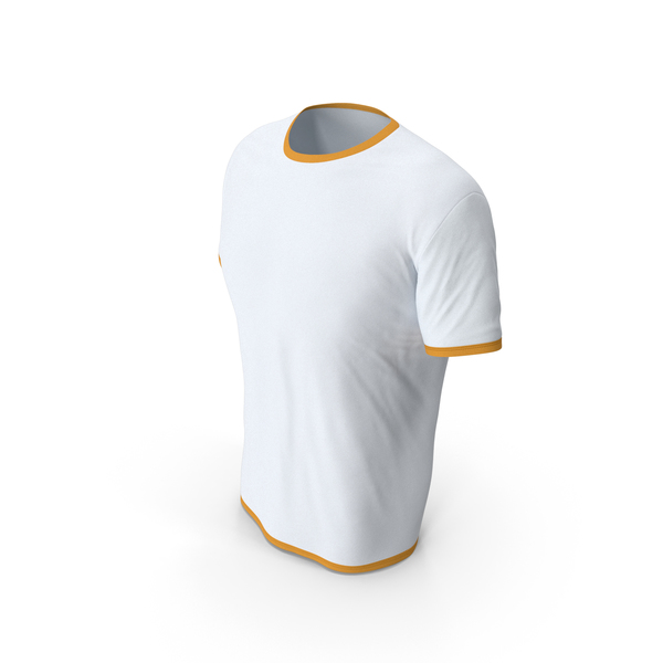 Shirt: Male Crew Neck Worn White and Orange PNG & PSD Images Shirt: Male Crew Neck Worn White and Orange PNG & PSD Images