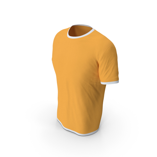 Shirt: Male Crew Neck Worn White and Orange PNG & PSD Images Shirt: Male Crew Neck Worn White and Orange PNG & PSD Images