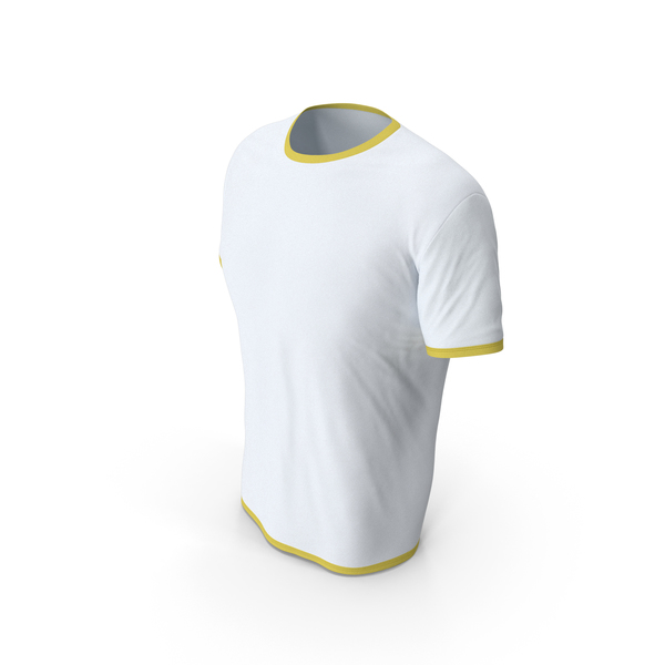 Shirt: Male Crew Neck Worn White and Yellow PNG & PSD Images Shirt: Male Crew Neck Worn White and Yellow PNG & PSD Images