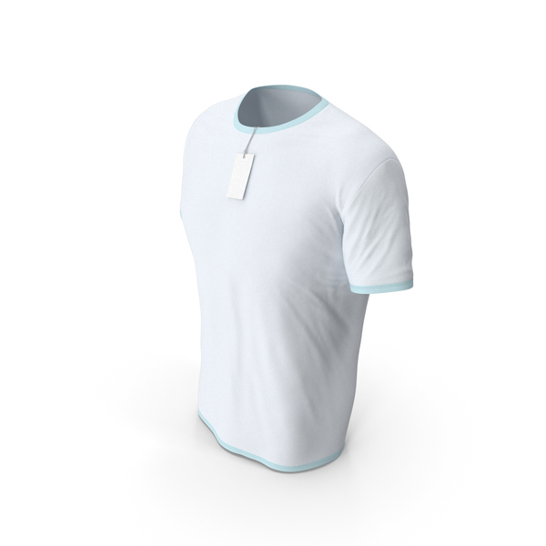 Shirt: Male Crew Neck Worn With Tag White and Blue PNG & PSD Images Shirt: Male Crew Neck Worn With Tag White and Blue PNG & PSD Images