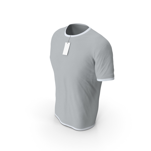 Shirt: Male Crew Neck Worn With Tag White and Gray PNG & PSD Images Shirt: Male Crew Neck Worn With Tag White and Gray PNG & PSD Images