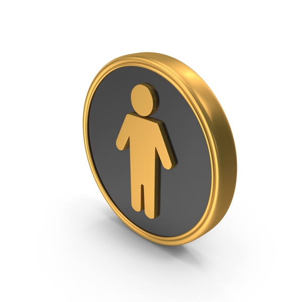 Symbols: Male Rest Room Gold Coin PNG & PSD Images