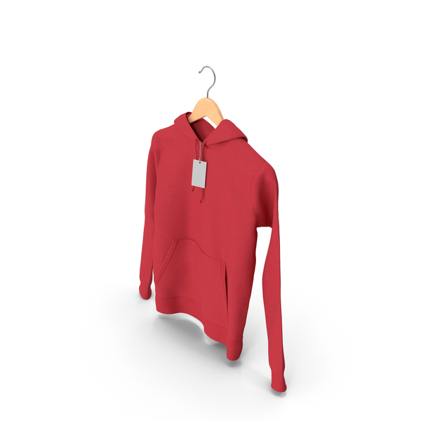 Male Standard Hoodie Hanging on Hanger With Tag Red PNG & PSD Images Male Standard Hoodie Hanging on Hanger With Tag Red PNG & PSD Images