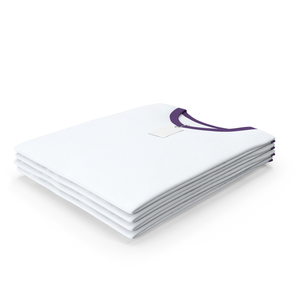 Male V Neck Folded Stacked With Tag White and Purple PNG & PSD Images
