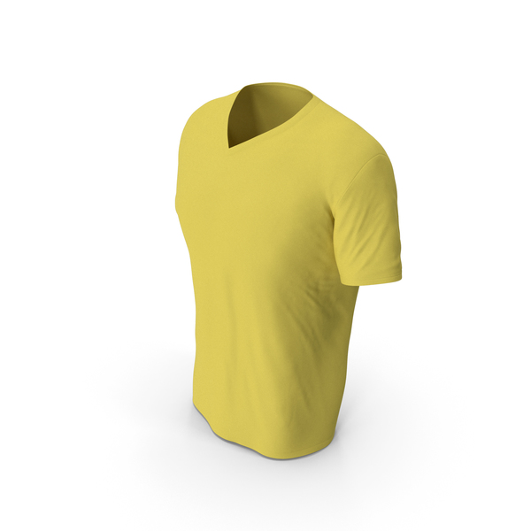 T Shirt: Male V Neck Worn Yellow PNG & PSD Images