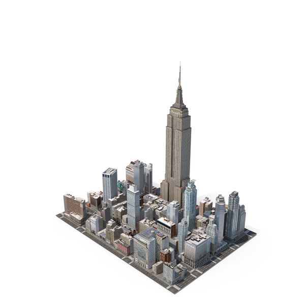 New York City: Manhattan District Night Low Poly PNG & PSD Images