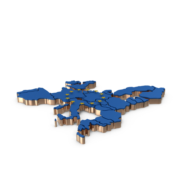 Eu Flag: Map Of Europe With European Union Colors And Stars PNG & PSD Images