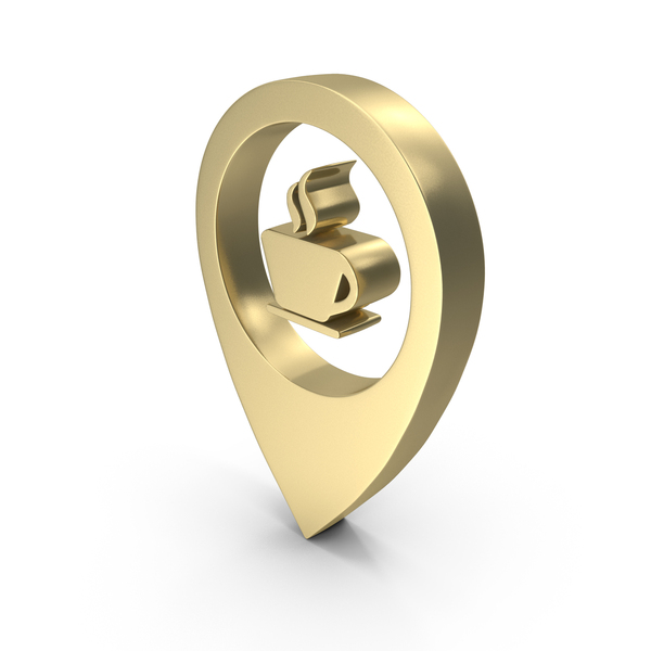 Map Pin Locate Navigate Coffee Shop Gold PNG & PSD Images