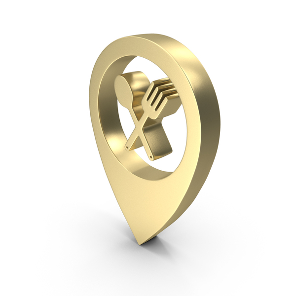 Map Pin Locate Navigate Food Dine Gold PNG & PSD Images