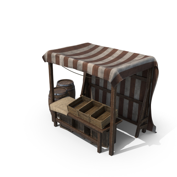 Barrel: Market Stall with Striped Awning and Wooden Crates PNG & PSD Images Barrel: Market Stall with Striped Awning and Wooden Crates PNG & PSD Images