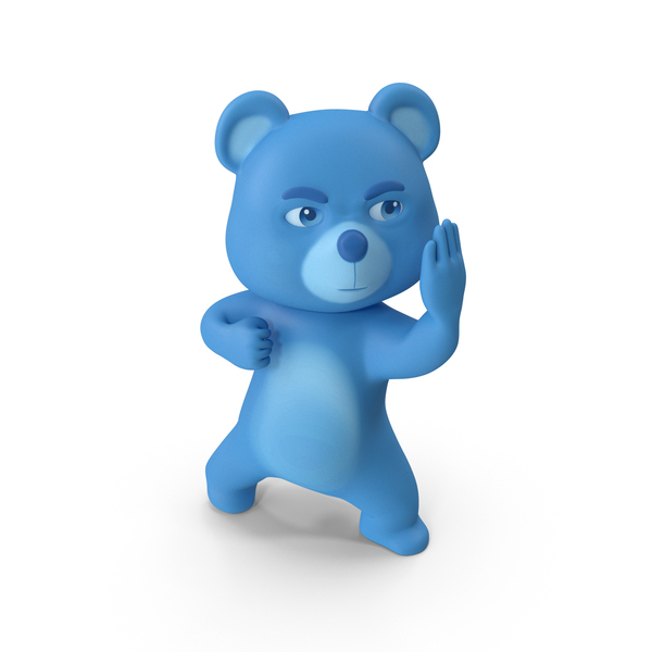 Cartoon: Martial Arts Stance Pose Blue Bear PNG & PSD Images