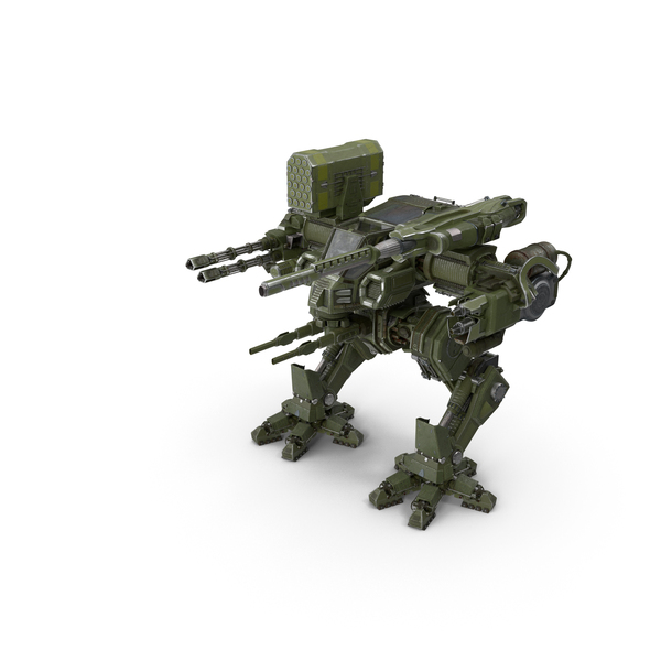 Massive Walking Mech Green Old PNG & PSD Images