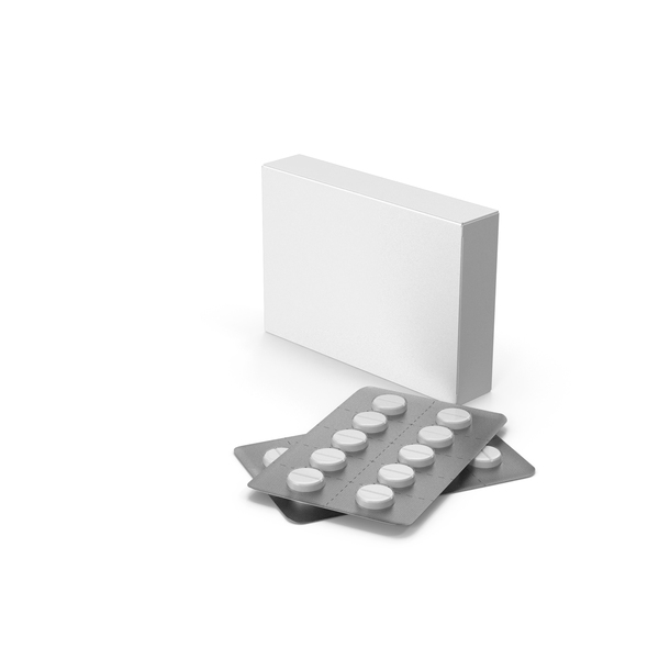 Packaged Medicine: Medication Package and White Round Pills PNG & PSD Images