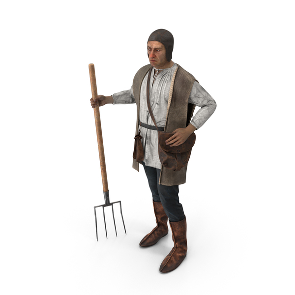 Medieval Farmer With Pitchfork PNG & PSD Images