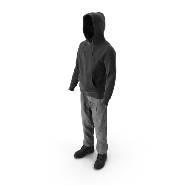 Men's Boots Jeans T-shirt Hoodie Black PNG & PSD Images