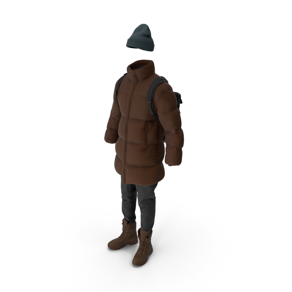 Winter: Men's Down Coat Jeans Pullover Hat Backpack Boots Brown PNG & PSD Images Winter: Men's Down Coat Jeans Pullover Hat Backpack Boots Brown PNG & PSD Images
