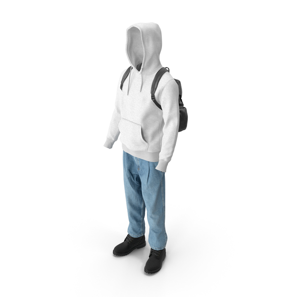 Mens Boots Jeans T-shirt Hoodie Hat Backpack Black White PNG & PSD Images