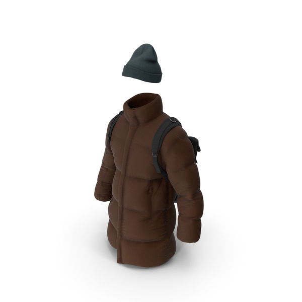 Winter: Mens Down Coat Hat and Backpack PNG & PSD Images Winter: Mens Down Coat Hat and Backpack PNG & PSD Images