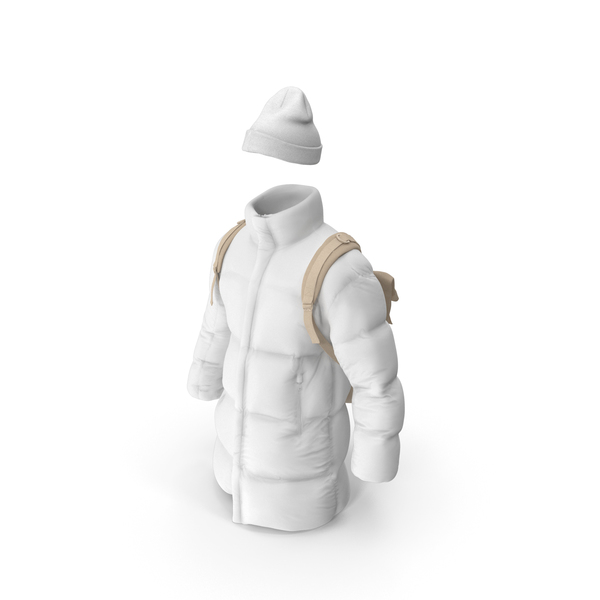 Mens Down Coat Hat Backpack Beige White PNG & PSD Images Mens Down Coat Hat Backpack Beige White PNG & PSD Images