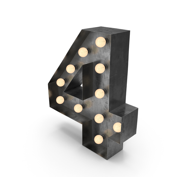 Number: Metal Light Up Marquee Numbers 4 PNG & PSD Images Number: Metal Light Up Marquee Numbers 4 PNG & PSD Images