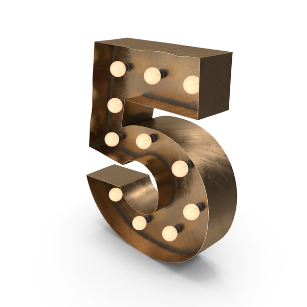 Number: Metal Light Up Marquee Numbers 5 PNG & PSD Images