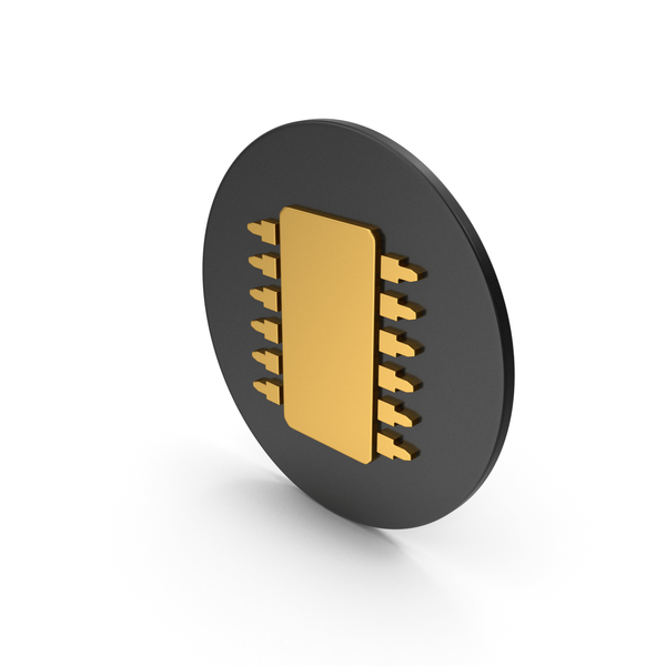 Computer Chip: Microchip Gold Icon PNG & PSD Images