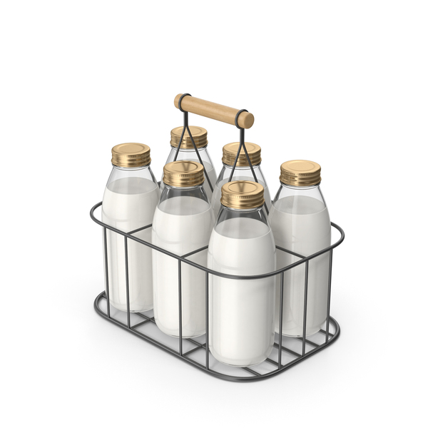 Glass: Milk Bottle Carrier Set PNG & PSD Images Glass: Milk Bottle Carrier Set PNG & PSD Images