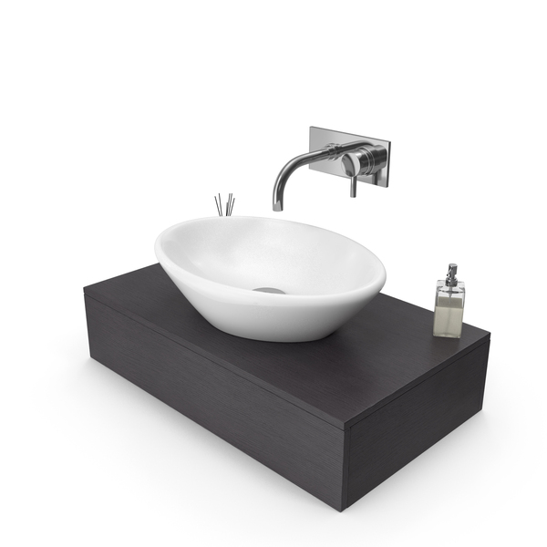 Sink: Minimalist Washbasin With Perfume And Diffuser PNG & PSD Images Sink: Minimalist Washbasin With Perfume And Diffuser PNG & PSD Images