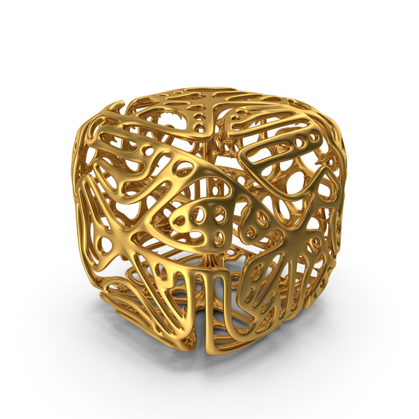 Cube: Modern Art Object Gold PNG & PSD Images