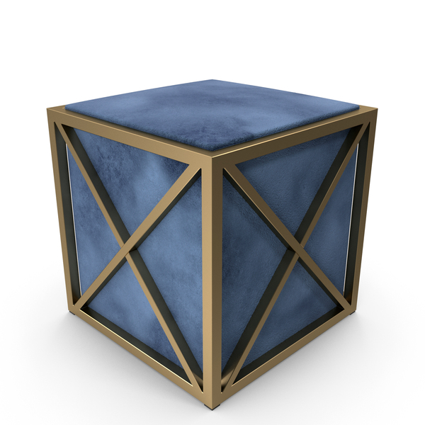 Rest: Modern Square Gold And Blue Upholstered Foot Stool Ottoman PNG & PSD Images