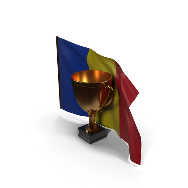 Moldova Golden Trophy Flag PNG & PSD Images