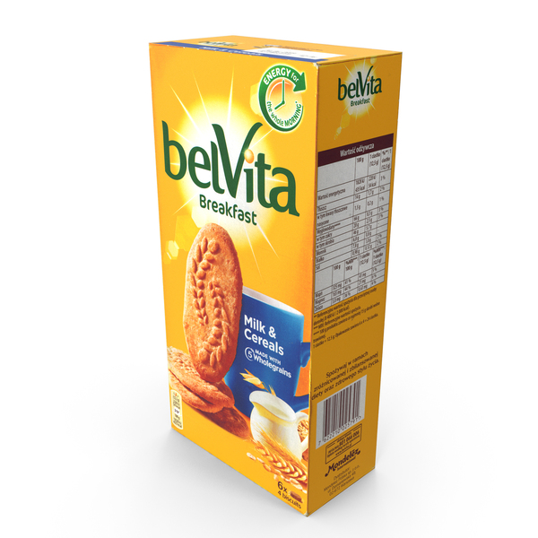 Cracker: Mondelez Belvita Breakfast Milk & Cereals 300g Box Package PNG & PSD Images