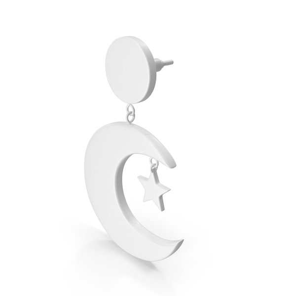 Jewelry: Monochrome Moon Earring PNG & PSD Images