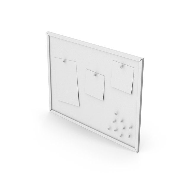 Corkboard: Monochrome Pinboard With Notes PNG & PSD Images