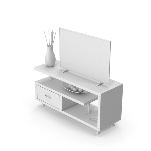 Monochrome TV Stand Set PNG & PSD Images