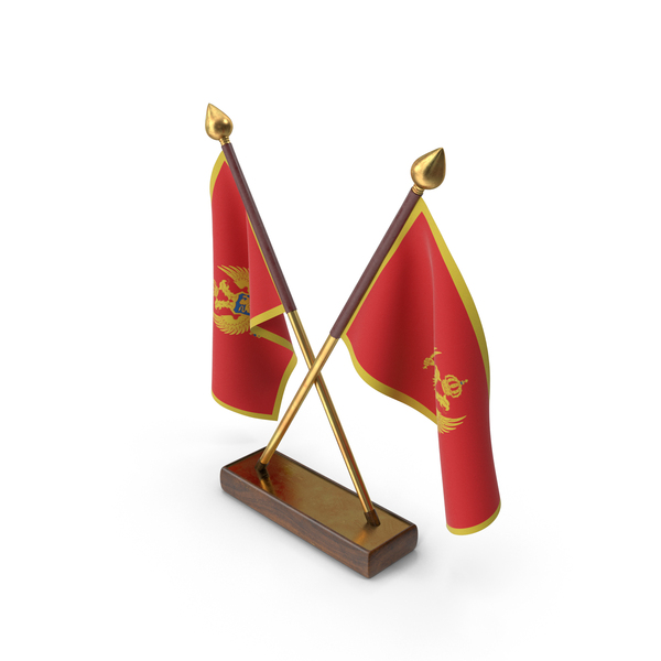 Flag: Montenegro Cloth Two Flags Stand PNG & PSD Images