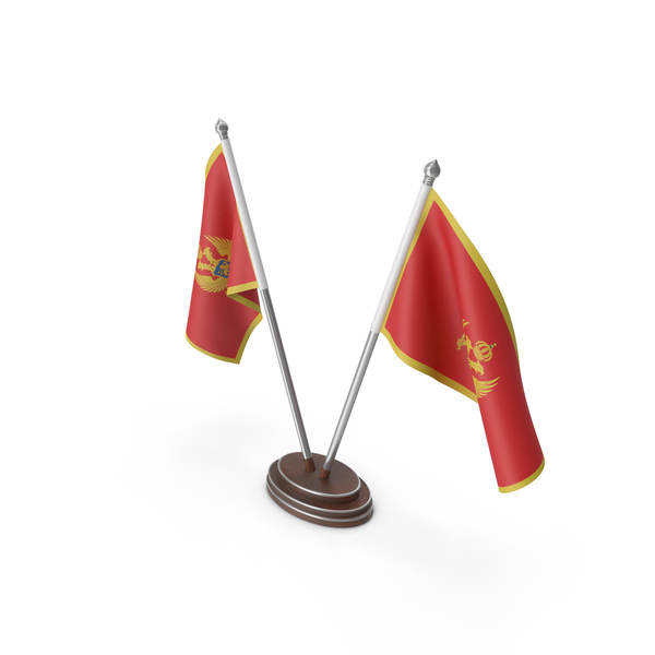 Flag: Montenegro Cloth Two Flags Stand PNG & PSD Images