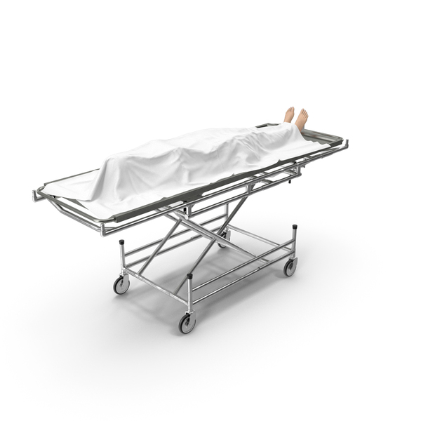 Rolling Stretcher: Morgue Gurney With Female Corpse And Tray PNG & PSD Images