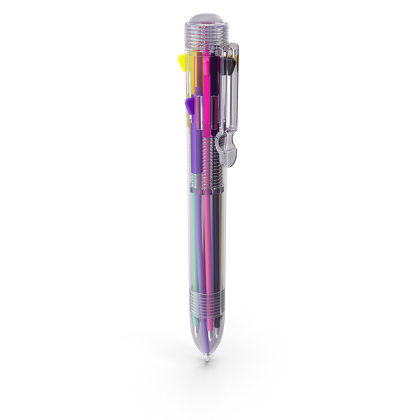 Multicolor Retractable Click Ballpoint Pen PNG & PSD Images