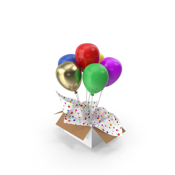 Gift: Multicolored Balloons Surprise Box PNG & PSD Images Gift: Multicolored Balloons Surprise Box PNG & PSD Images
