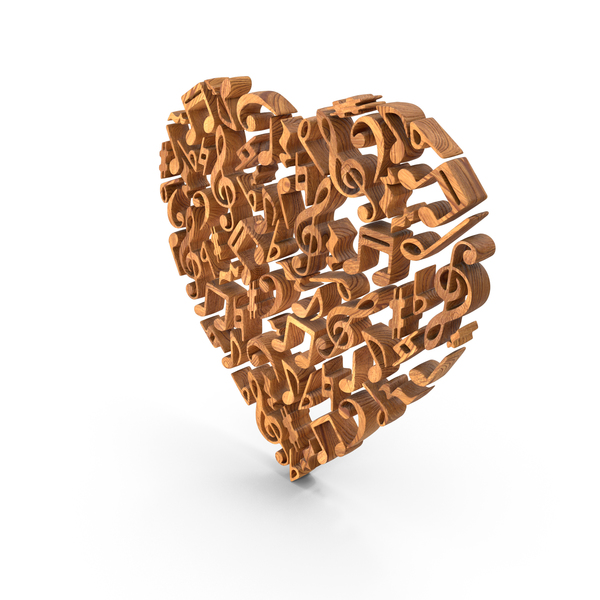 Musical Note: Music Heart Love  Wood PNG & PSD Images
