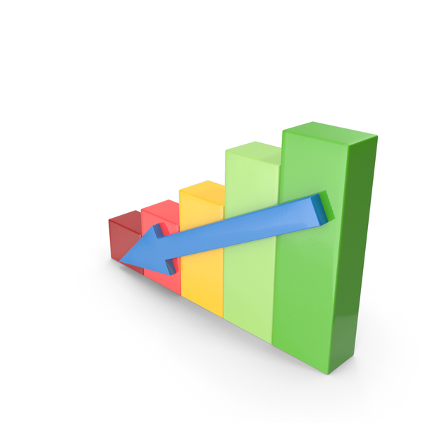 Graph: Negative Growth Bar Chart With Arrow PNG & PSD Images
