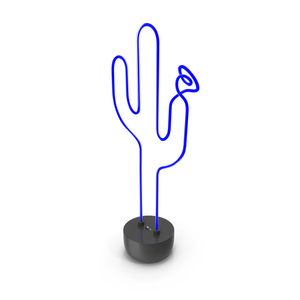 Neon Blue Cactus With Blue Flower Lamp PNG & PSD Images Neon Blue Cactus With Blue Flower Lamp PNG & PSD Images