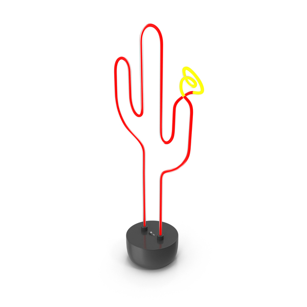 Neon Red Cactus With Yellow Flower Lamp PNG & PSD Images Neon Red Cactus With Yellow Flower Lamp PNG & PSD Images