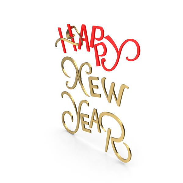 Year's Letters: New Year Text Gold PNG & PSD Images