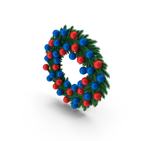 New Year Wreath with Blue and Red Balls PNG & PSD Images New Year Wreath with Blue and Red Balls PNG & PSD Images