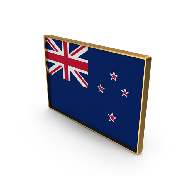 New Zealand Country Flag In Rectangle Golden Frame PNG & PSD Images